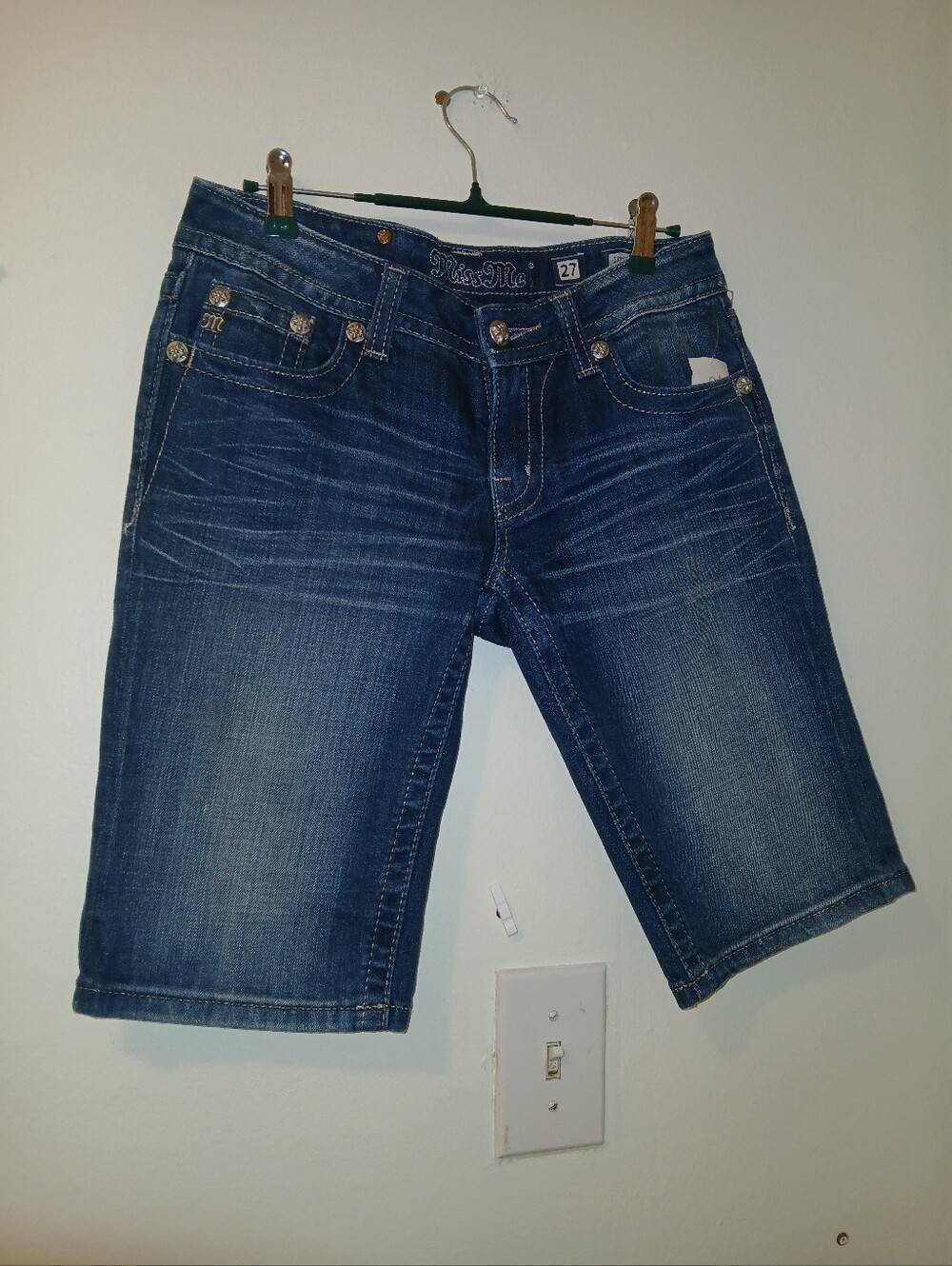 Miss Me Medium Blue Denim Bermuda Shorts